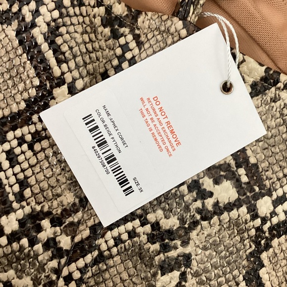 NWT Miaou Aphex Printed Faux Leather Corset Top - Beige, Multi  Size 3X - Picture 13 of 14